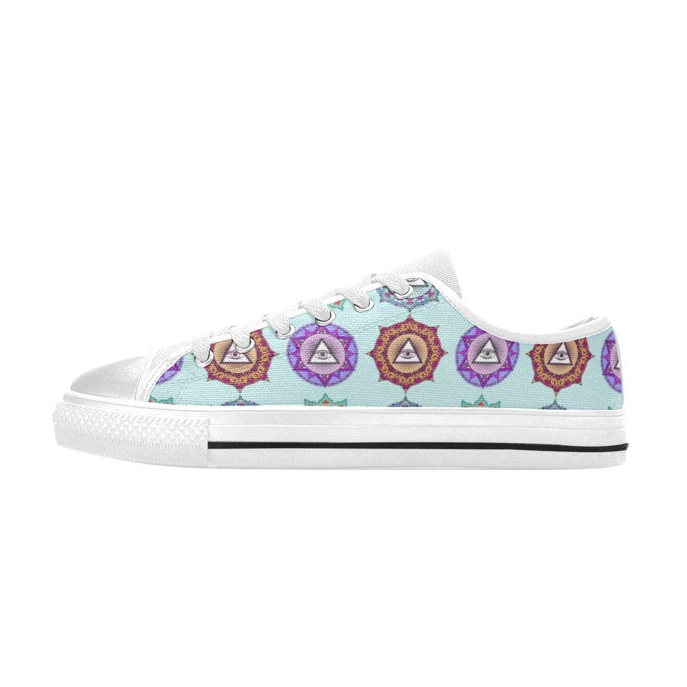 Third Eye Print Design LKS302 Women's White Low Top Shoes