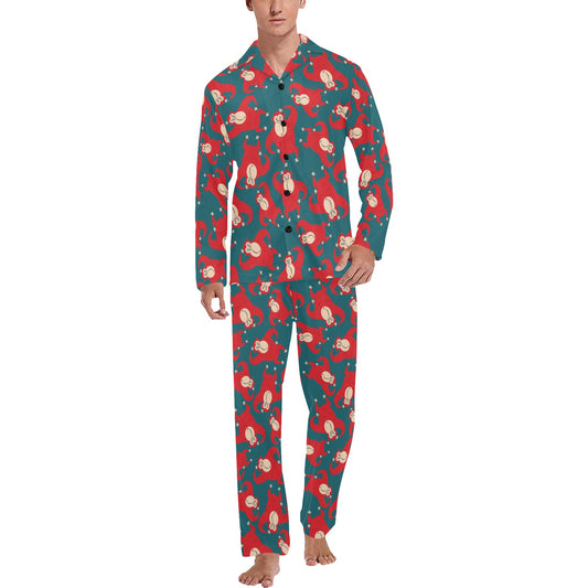Chimpanzee Pattern Print Design 04 Men's Long Pajama Set