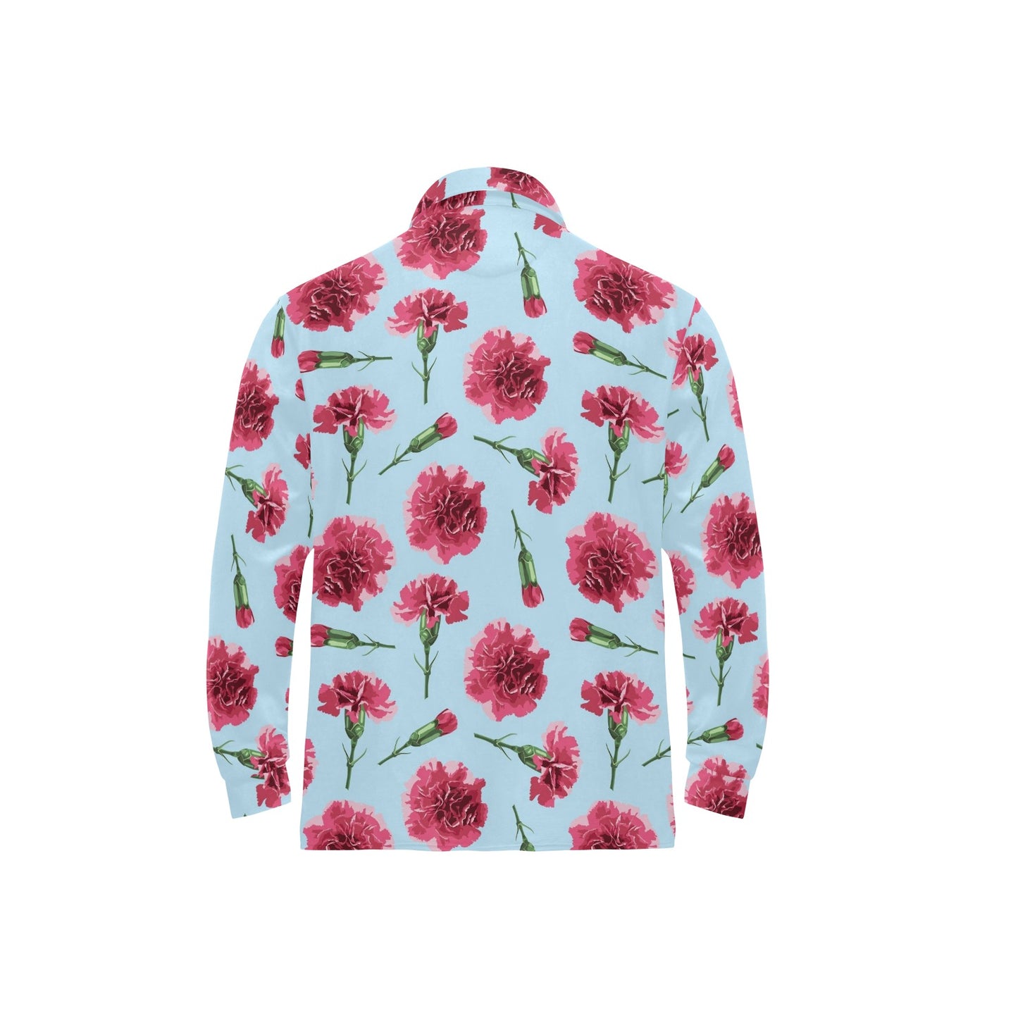 Carnations Pattern Print Design CN01 Long Sleeve Polo Shirt For Men's