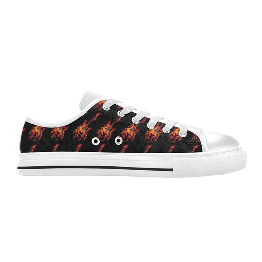Electric Guitar Print Design LKS406 Women's White Low Top Shoes