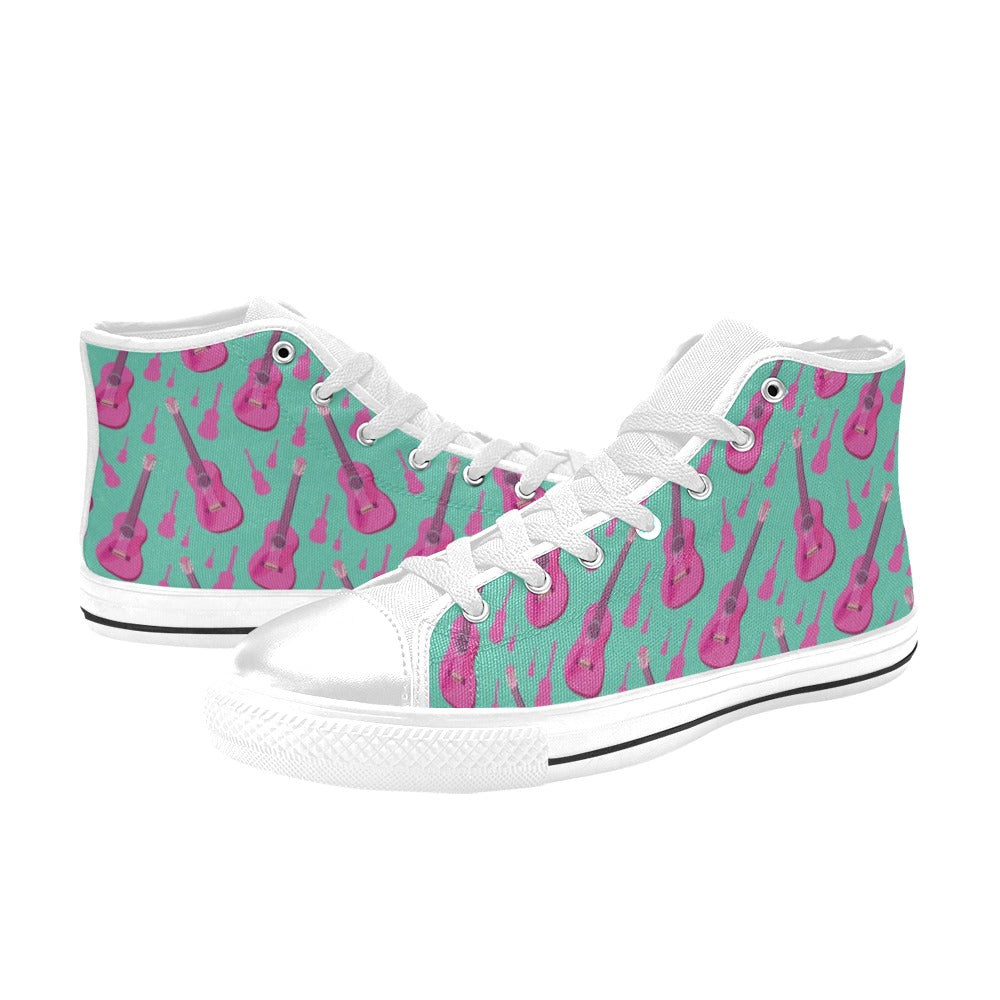 Acoustic Guitar Print Design LKS405 Men's High Top Canvas Shoes