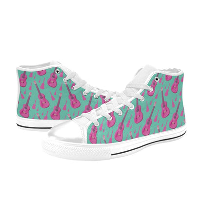 Acoustic Guitar Print Design LKS405 Men's High Top Canvas Shoes