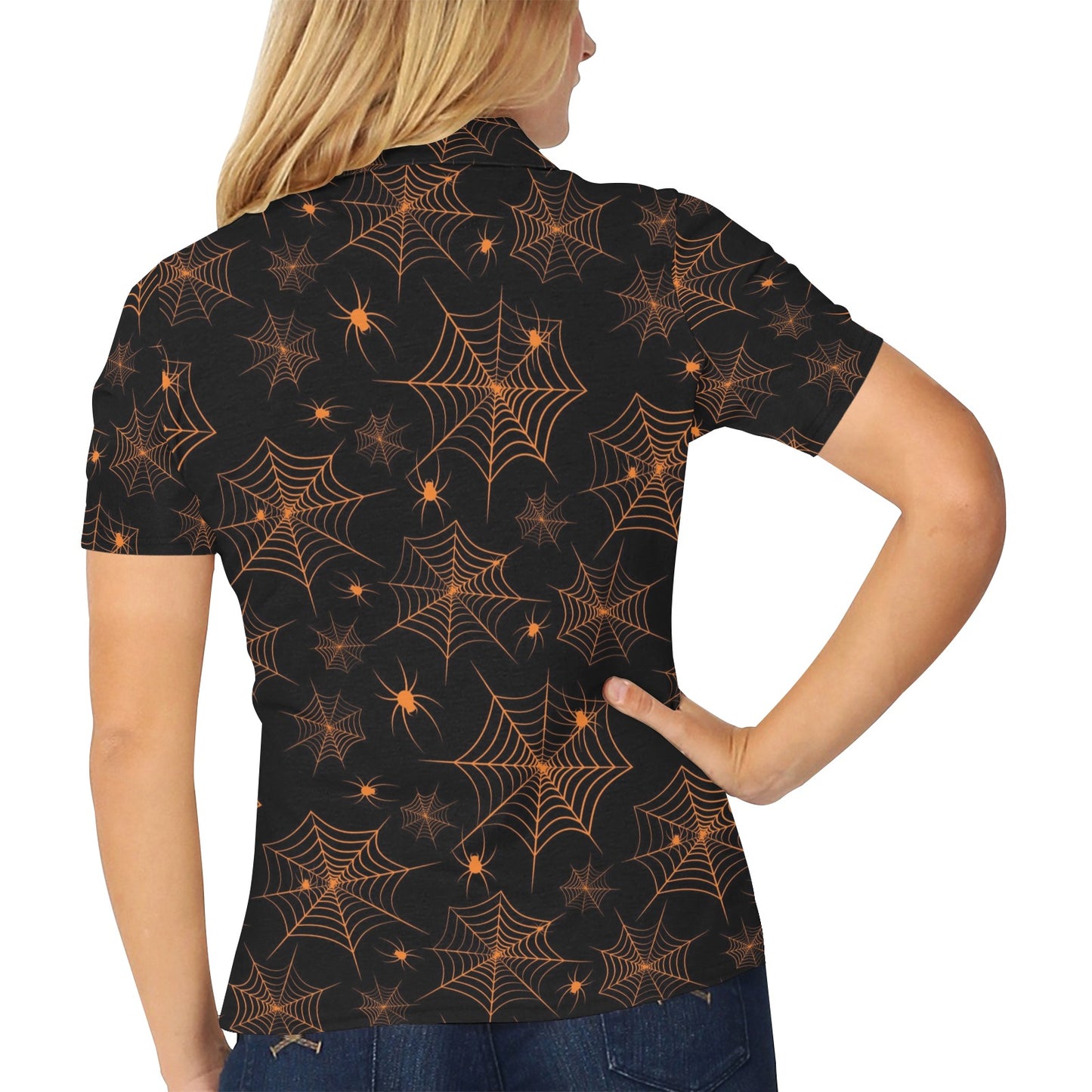 Spider Web Print Design LKS306 Women's Polo Shirt