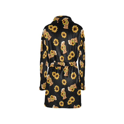 Sunflower Pattern Print Design SF016 Women's Fleece Robe