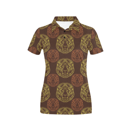 Lion Pattern Print Design 04 Women's Polo Shirt