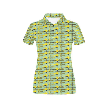 Trumpet Vintage Design Print Women's Polo Shirt