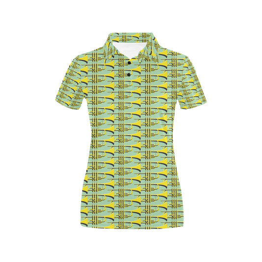 Trumpet Vintage Design Print Women's Polo Shirt