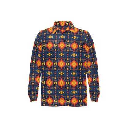 Southwest Pattern Print Design LKS307 Long Sleeve Polo Shirt For Men's