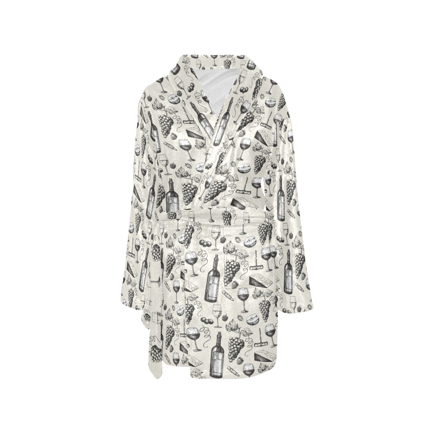 Wine Themed Print Design LKS306 Women's Fleece Robe