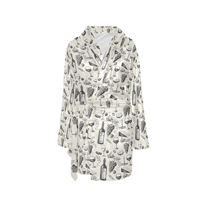 Wine Themed Print Design LKS306 Women's Fleece Robe
