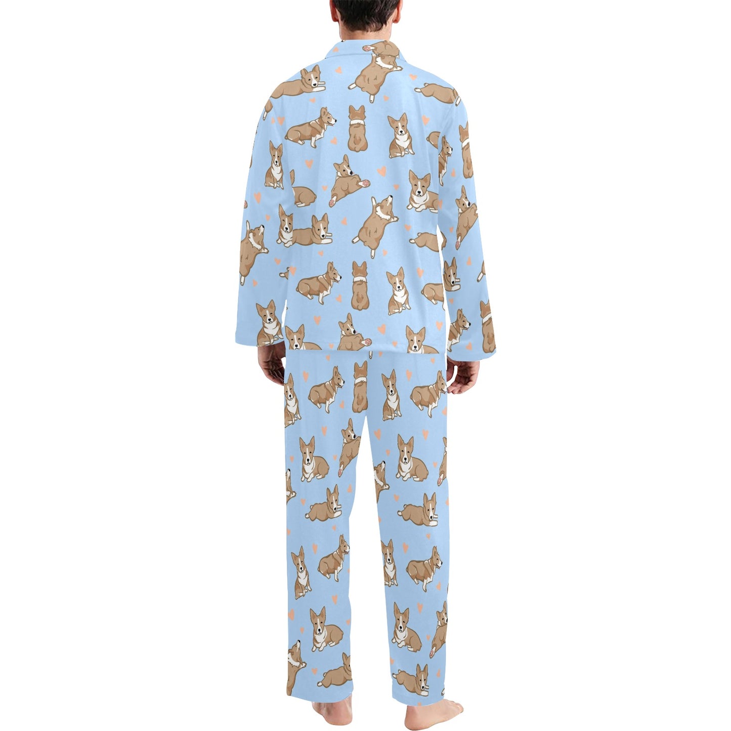 Pembroke Welsh Corgis Pattern Print Design A05 Men's Long Pajama Set