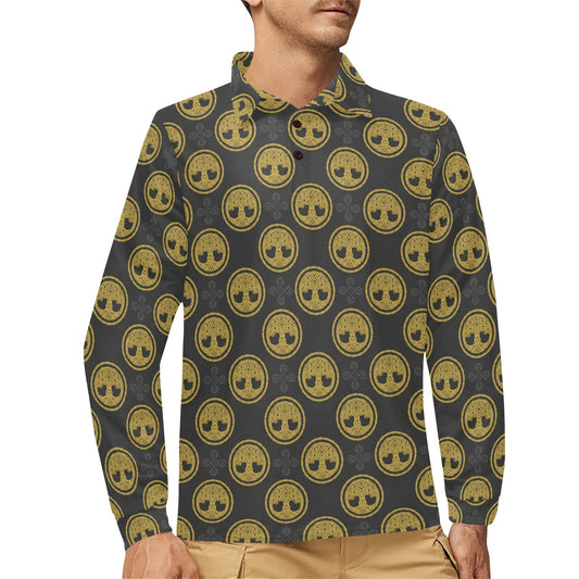 Celtic Tree of Life Design Long Sleeve Polo Shirt For Men's
