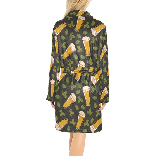 Beer Iris Pattern Print Design 02 Women's Fleece Robe