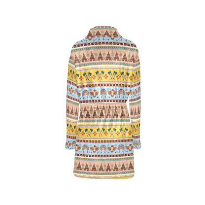 Native American Pattern Design Print Women's Fleece Robe