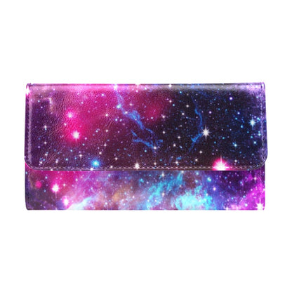 Galaxy Night Purple Space Print Women's Trifold Wallet