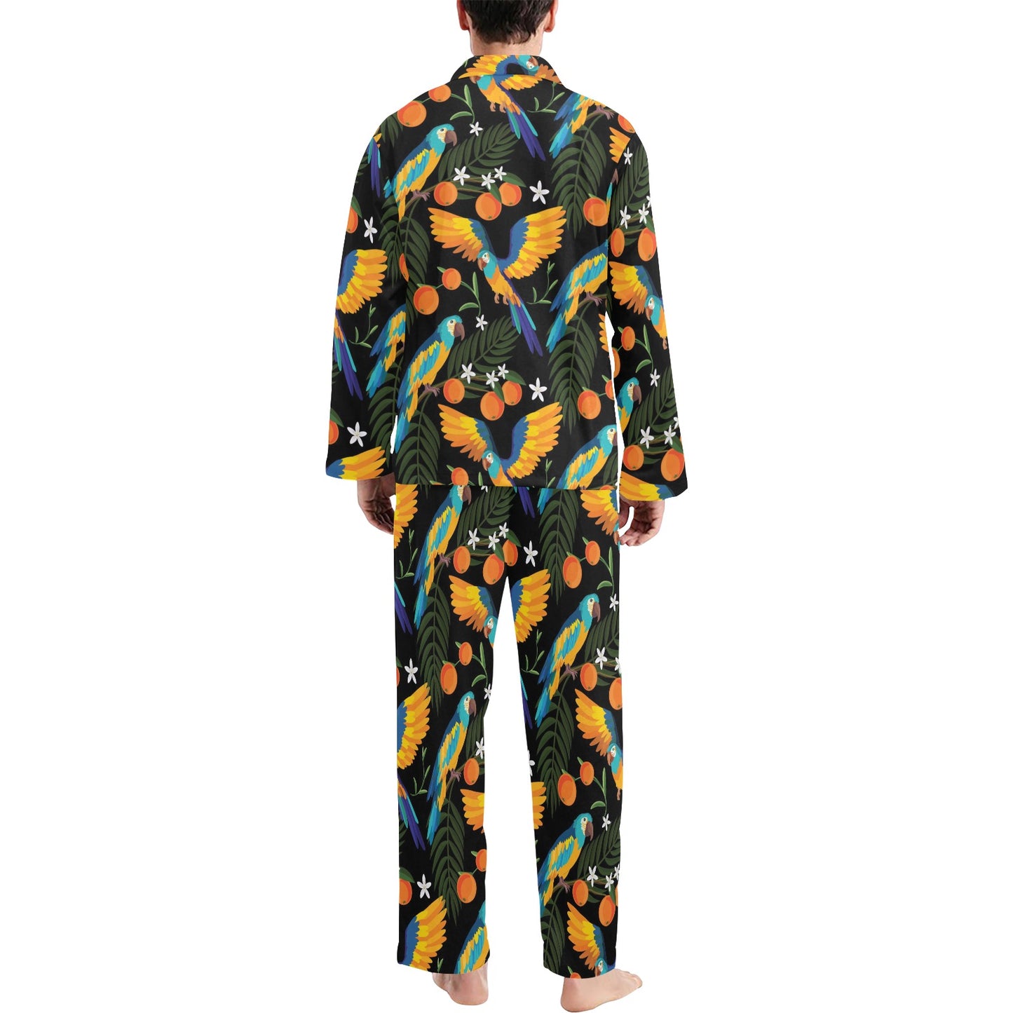 Macaw Pattern Print Design 03 Men's Long Pajama Set