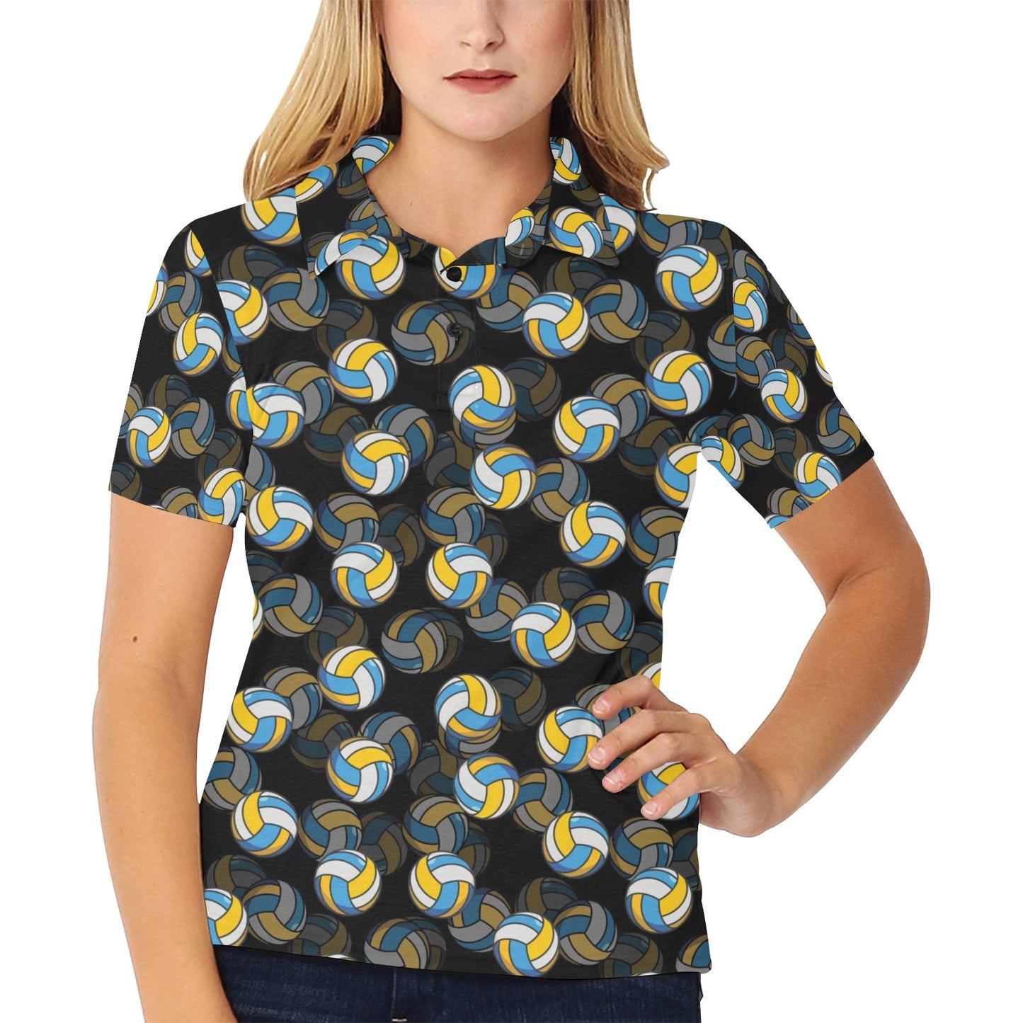 Volleyball Print Design LKS302 Women's Polo Shirt
