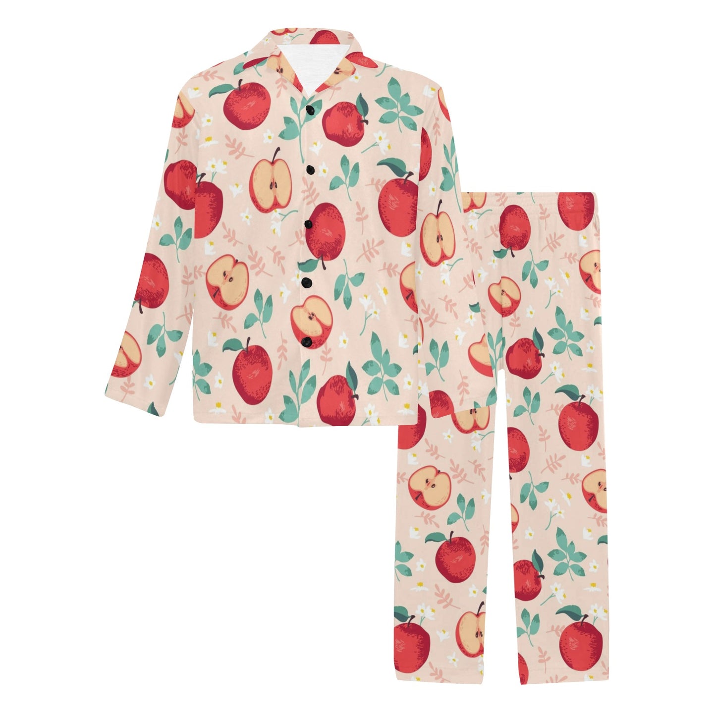 Apple Pattern Print Design AP06 Men's Long Pajama Set