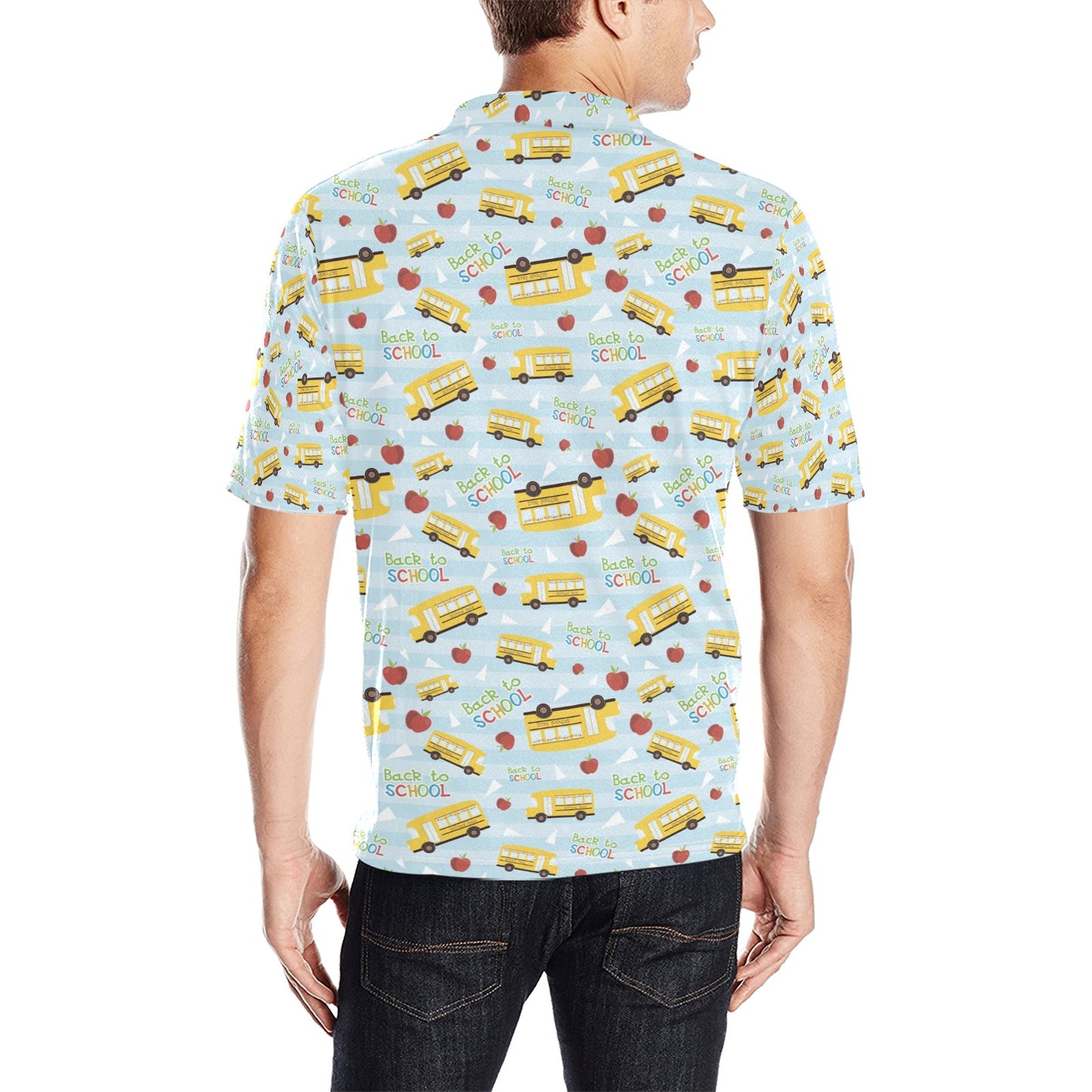 School Bus Back To School Print Design LKS303 Men Polo Shirt