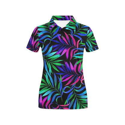 Tropical Flower Pattern Print Design TF010 Women's Polo Shirt