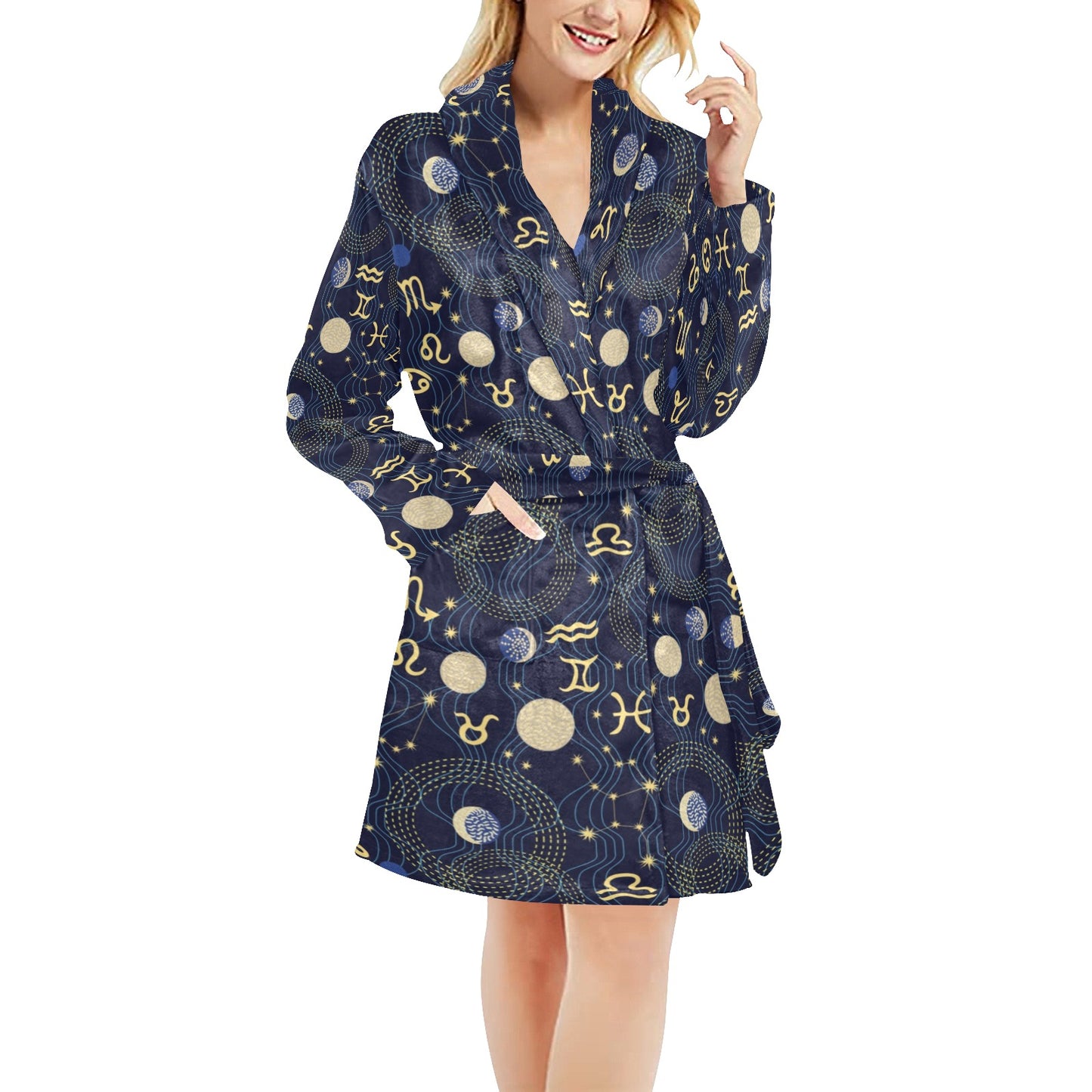 Zodiac Print Design LKS302 Women's Fleece Robe