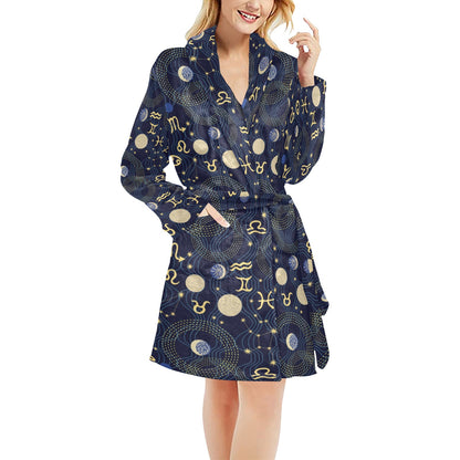Zodiac Print Design LKS302 Women's Fleece Robe
