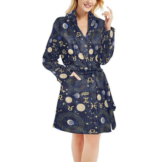Zodiac Print Design LKS302 Women's Fleece Robe