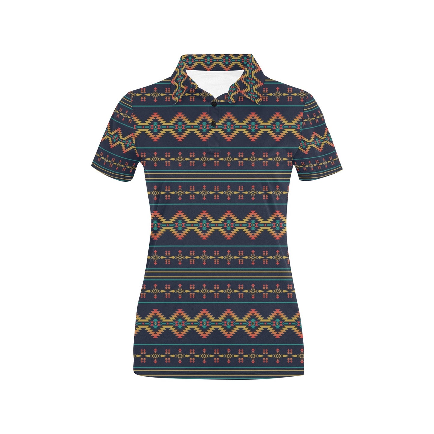 Southwest American Design Themed Print Women's Polo Shirt