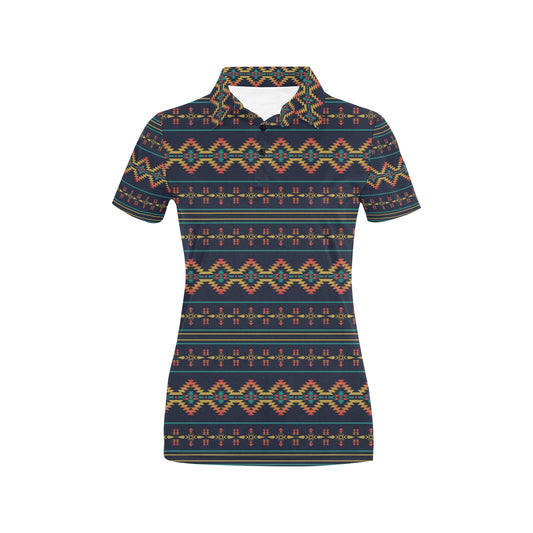 Southwest American Design Themed Print Women's Polo Shirt