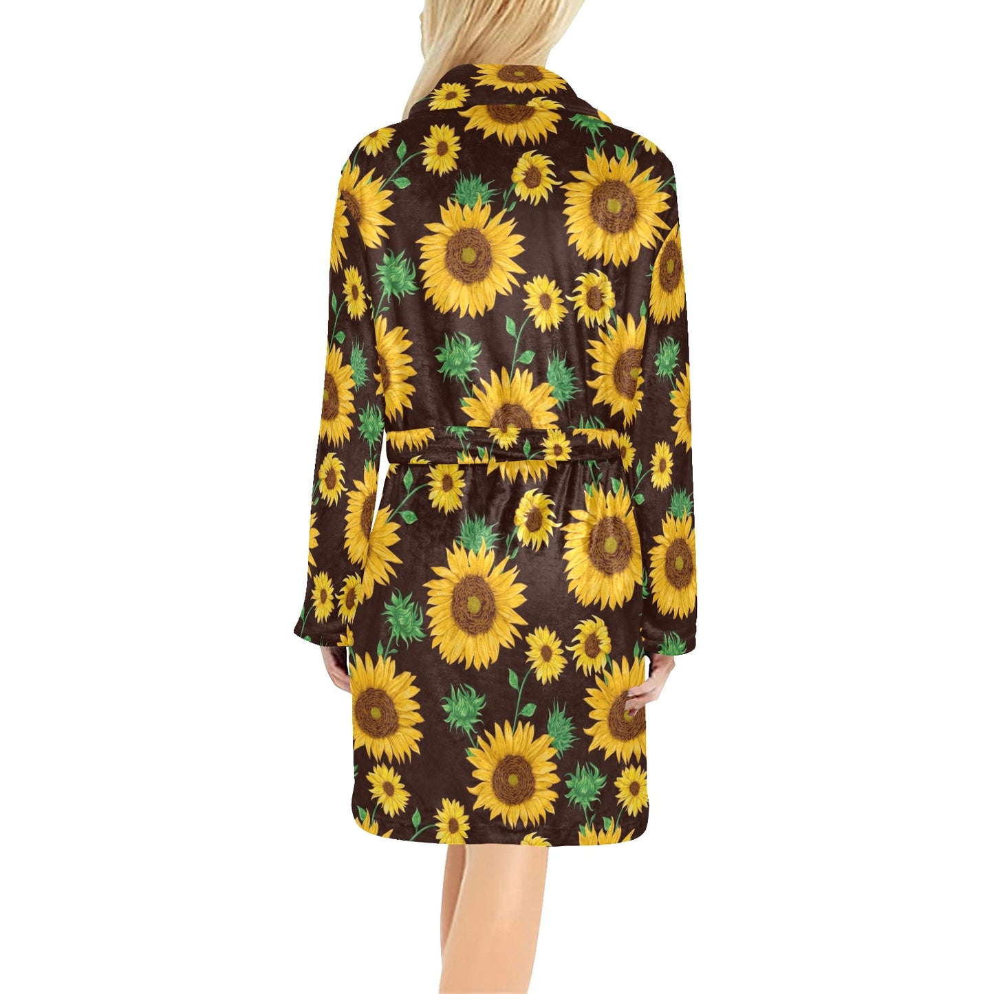 Sunflower Pattern Print Design SF01 Women's Fleece Robe