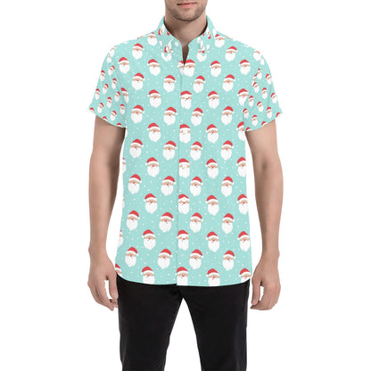 Santa Print Design LKS308 Men Short Sleeve Button Up Shirt