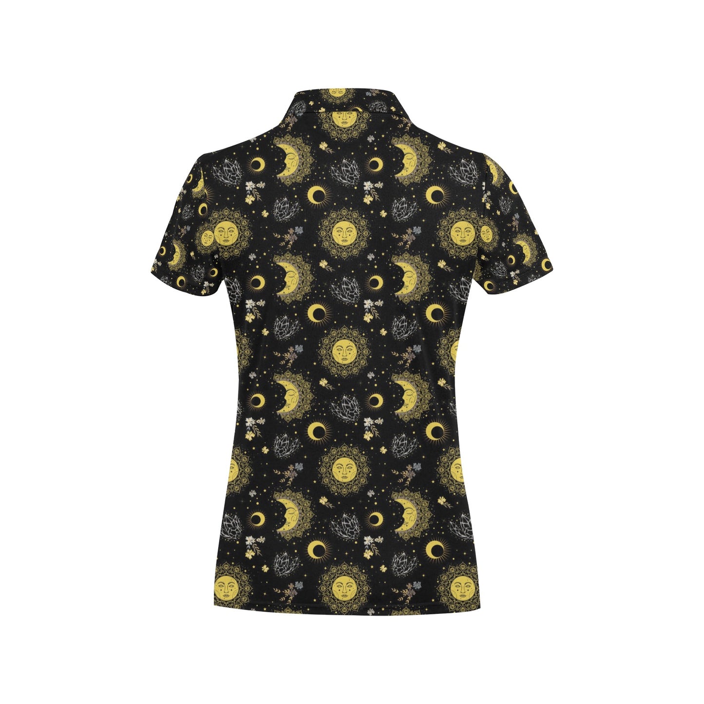 Sun Moon Print Design LKS301 Women's Polo Shirt