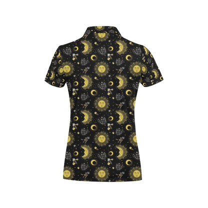 Sun Moon Print Design LKS301 Women's Polo Shirt