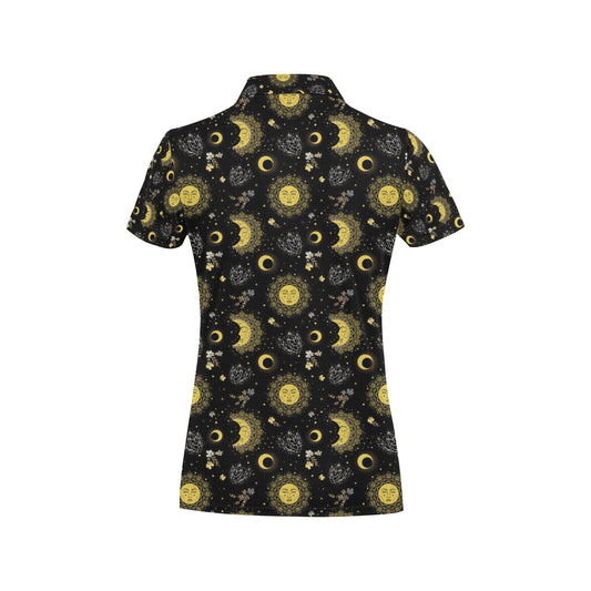Sun Moon Print Design LKS301 Women's Polo Shirt