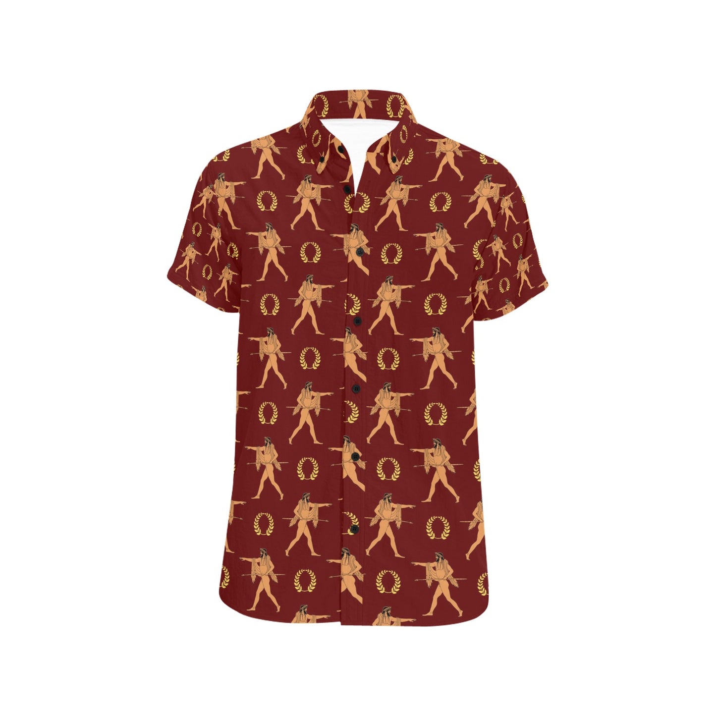 Ancient Greek Print Design LKS307 Men Short Sleeve Button Up Shirt