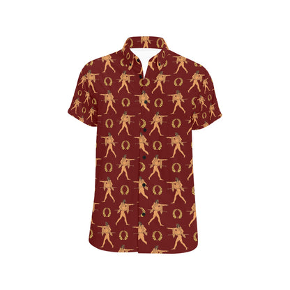 Ancient Greek Print Design LKS307 Men Short Sleeve Button Up Shirt