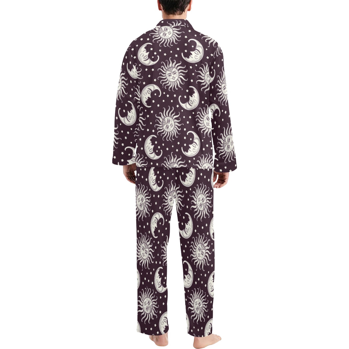 Sun Moon Face Men's Long Pajama Set