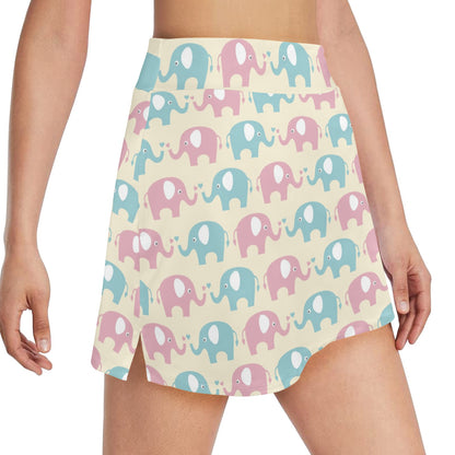 Elephant Baby Pastel Print Pattern 17" Golf & Pickleball Skort with Pockets