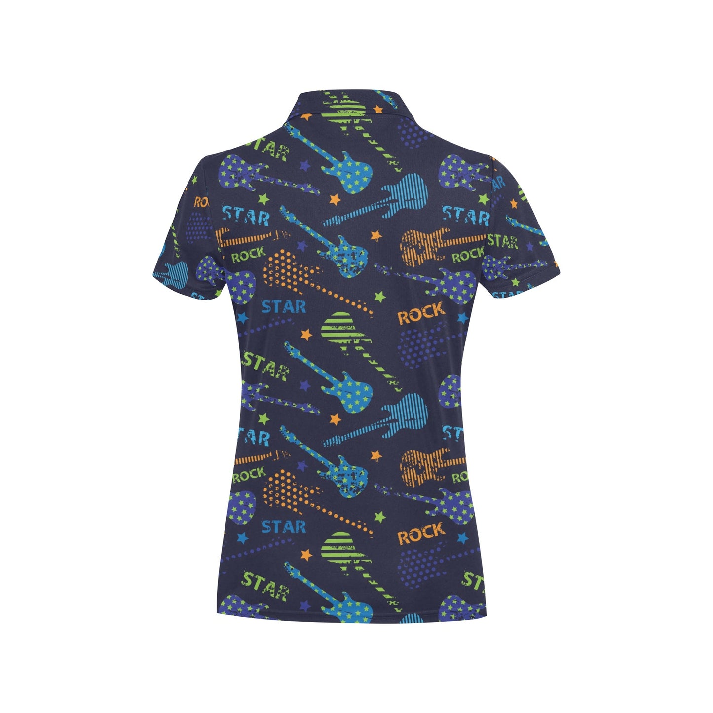 Rock and Roll Pattern Print Design A04 Women's Polo Shirt