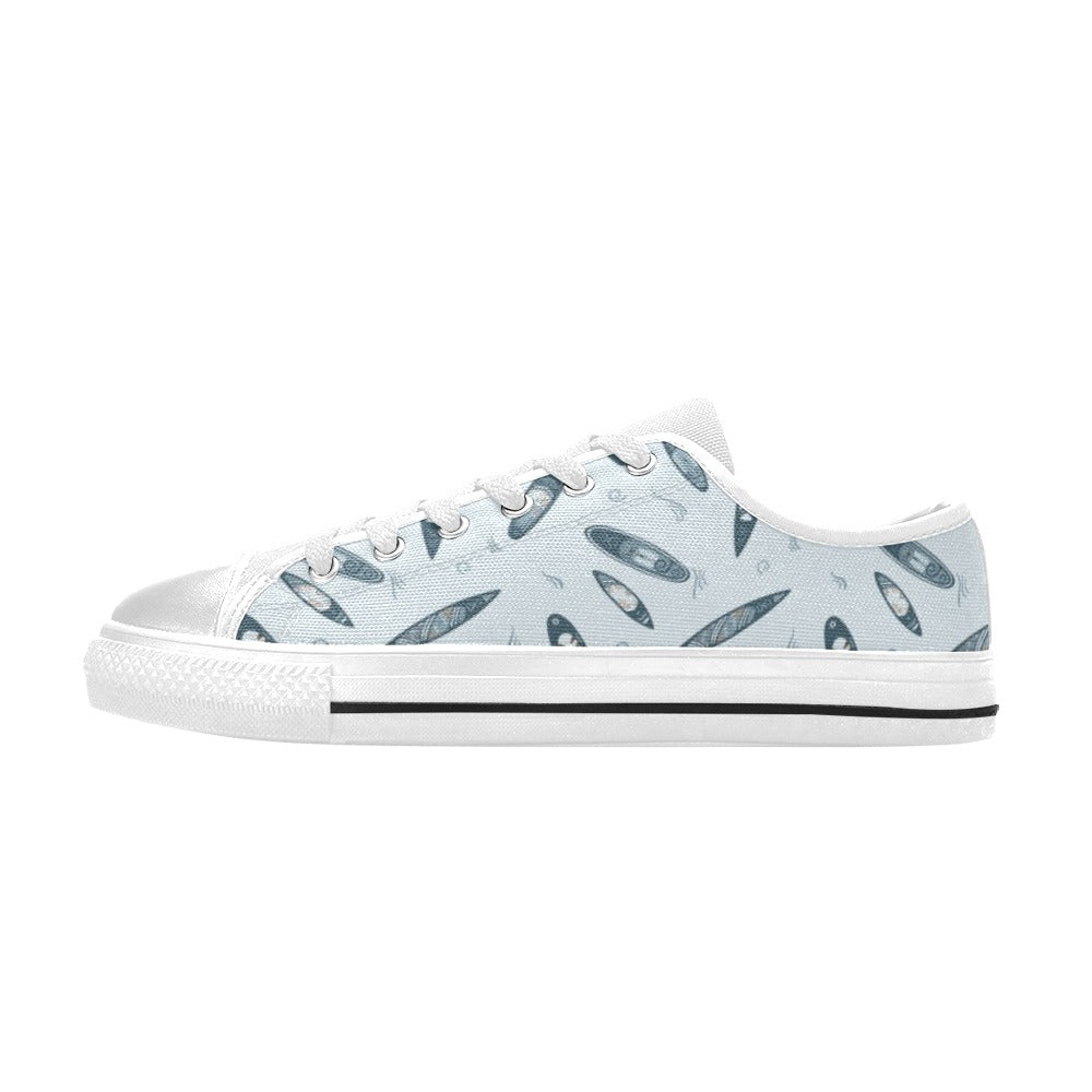 Surfboard Print Design LKS306 Women's White Low Top Shoes