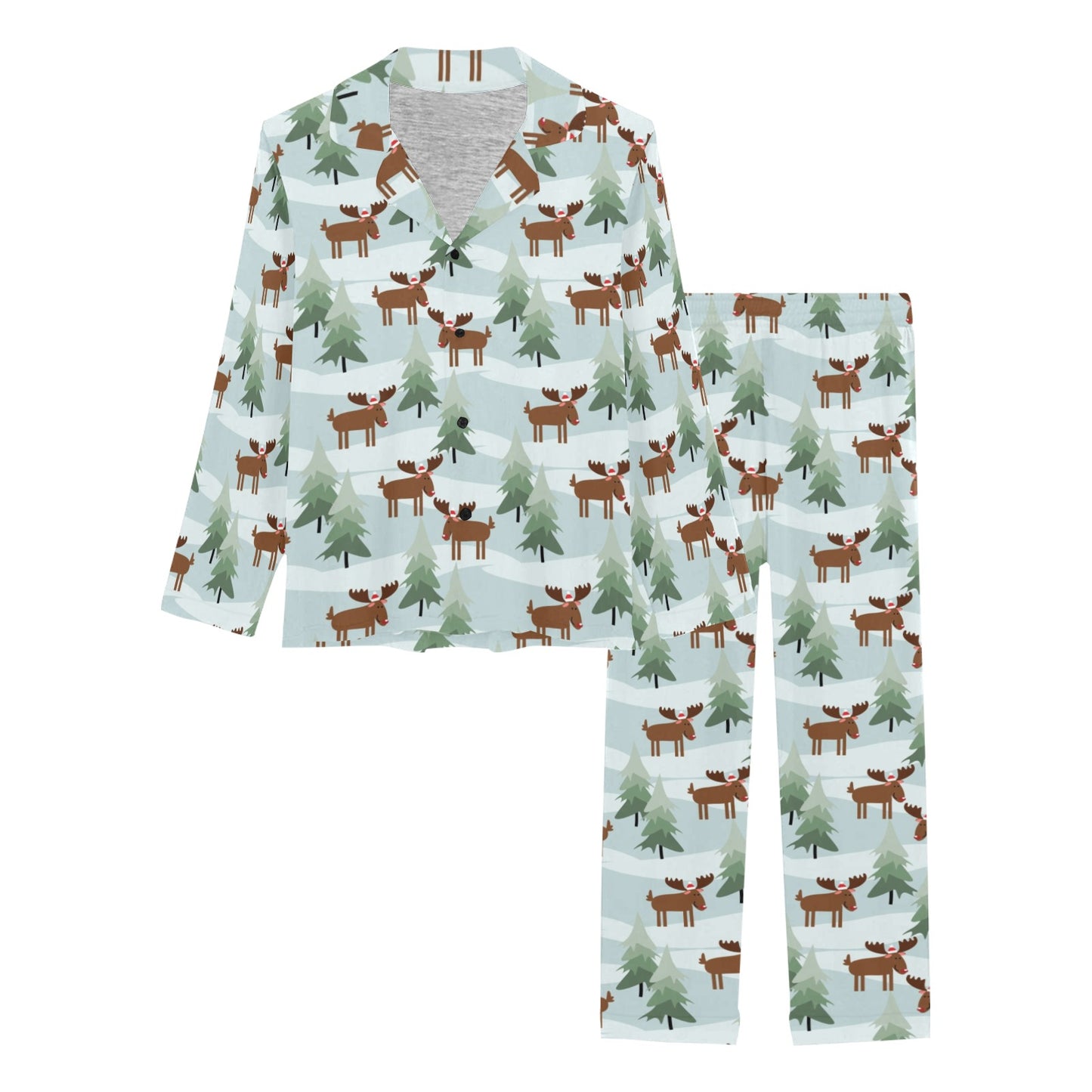 Moose Print Design LKS402 Women's Long Pajama Set