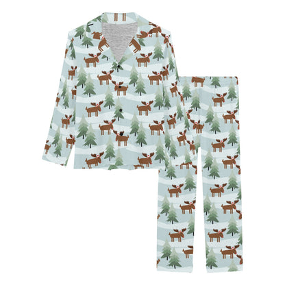 Moose Print Design LKS402 Women's Long Pajama Set