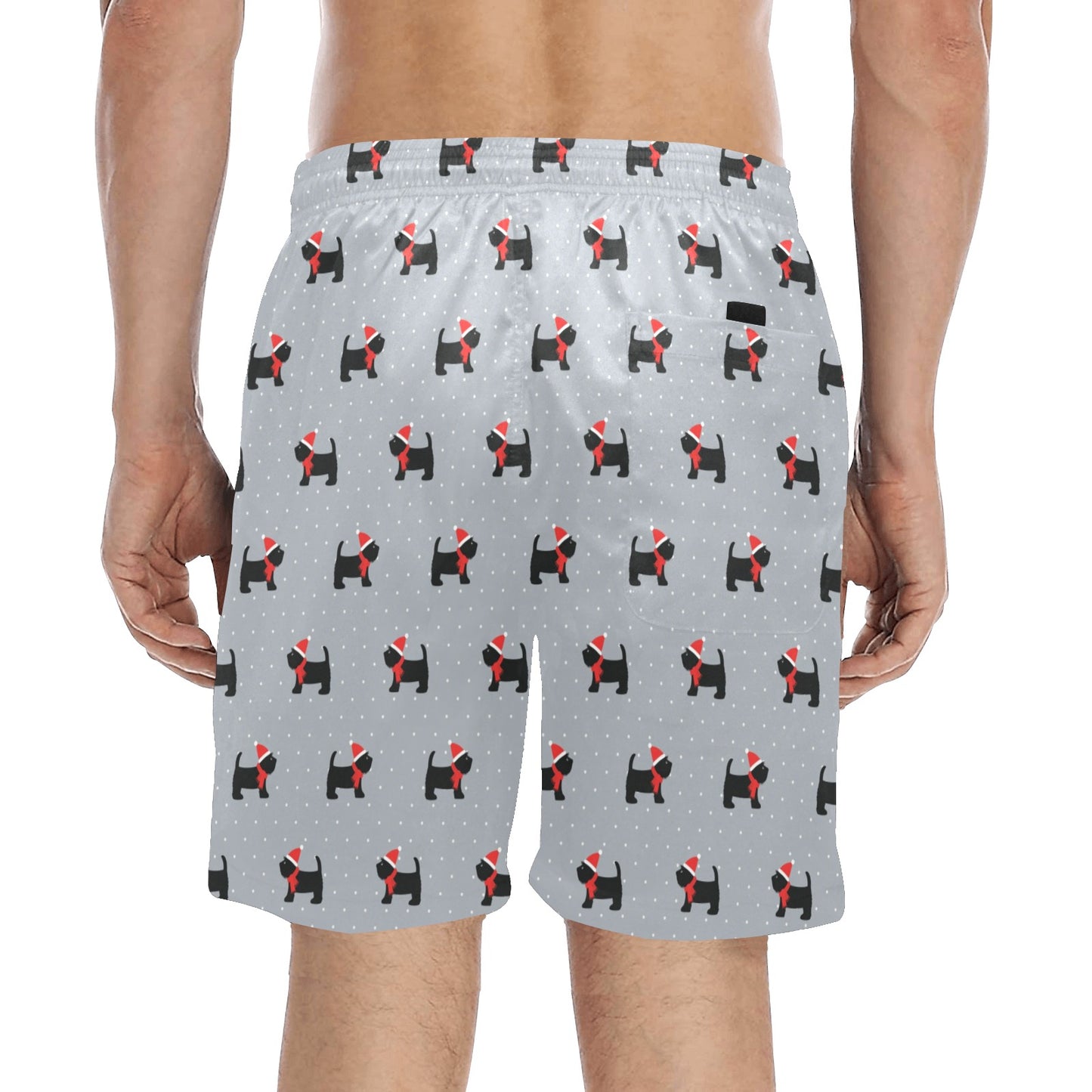 Scottish Christmas Themed Terriers Print Design LKS3018 Men's Swim Trunks Beach Shorts