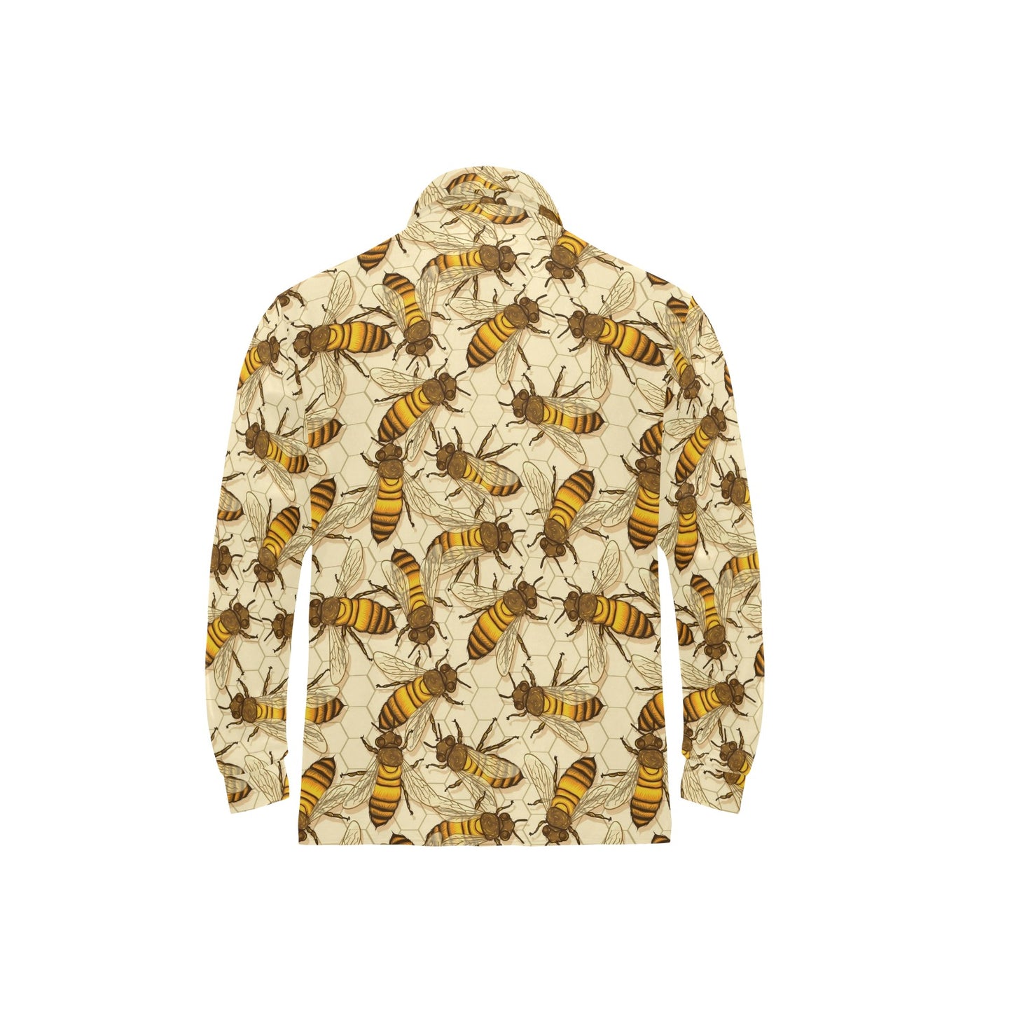 Bee Pattern Print Design BEE05 Long Sleeve Polo Shirt For Men's