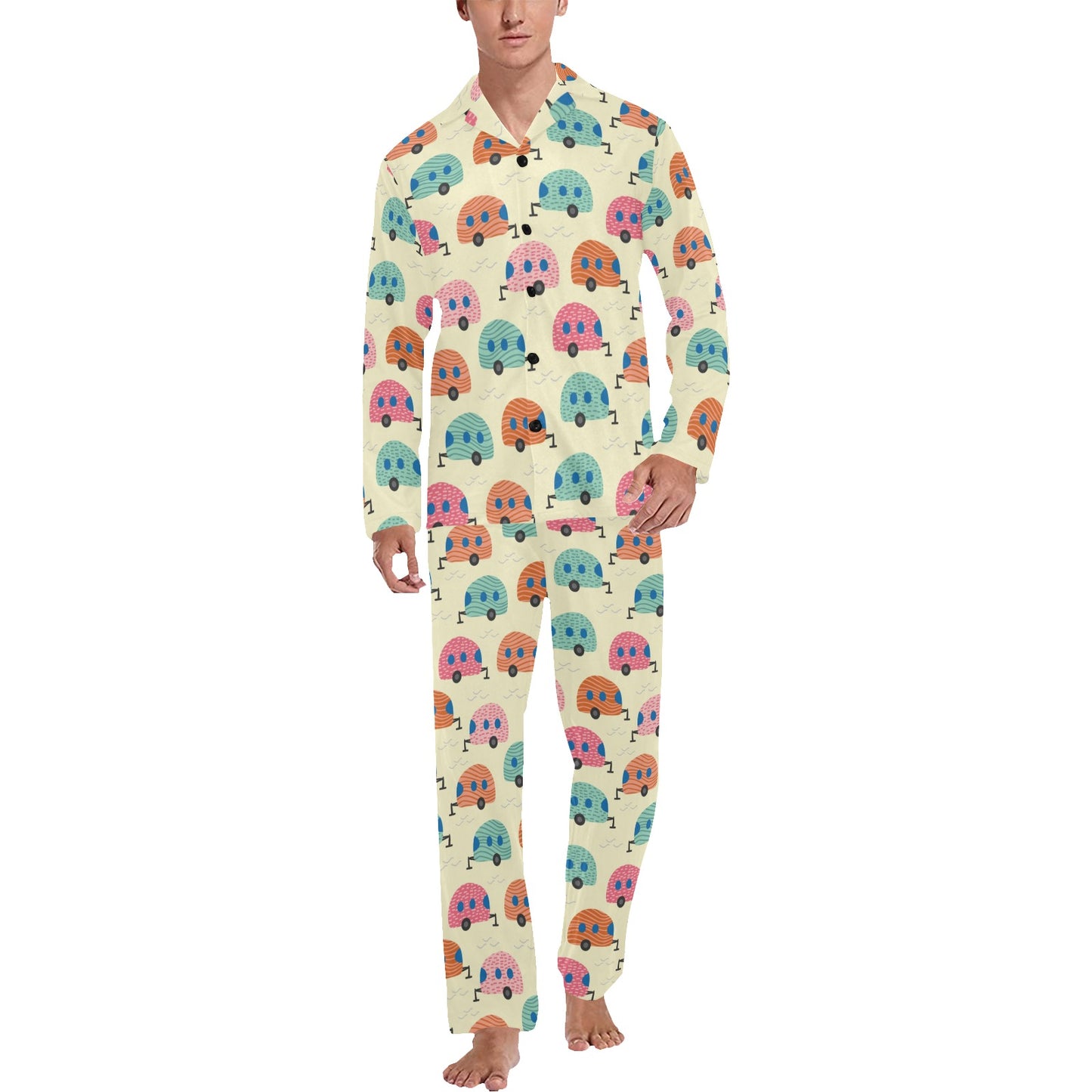 Camper Pattern Print Design 06 Men's Long Pajama Set