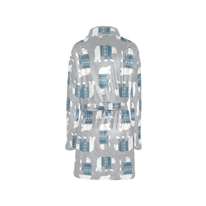 Polar Bear Pattern Print Design A03 Women's Fleece Robe