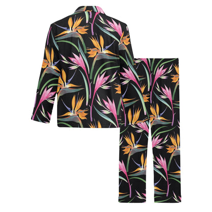 Tropical Flower Pattern Print Design TF017 Men's Long Pajama Set