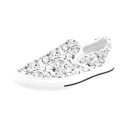 Splatter Print Design LKS305 White Slip Ons Canvas Women's Shoes