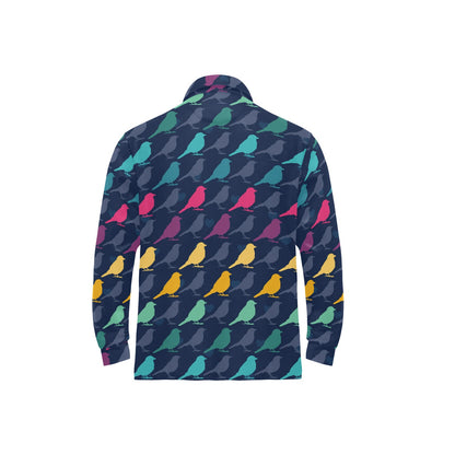 Birds Pattern Print Design 01 Long Sleeve Polo Shirt For Men's