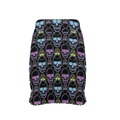 Skull 3D Colorful Print Design LKS309 17" Golf & Pickleball Skort with Pockets